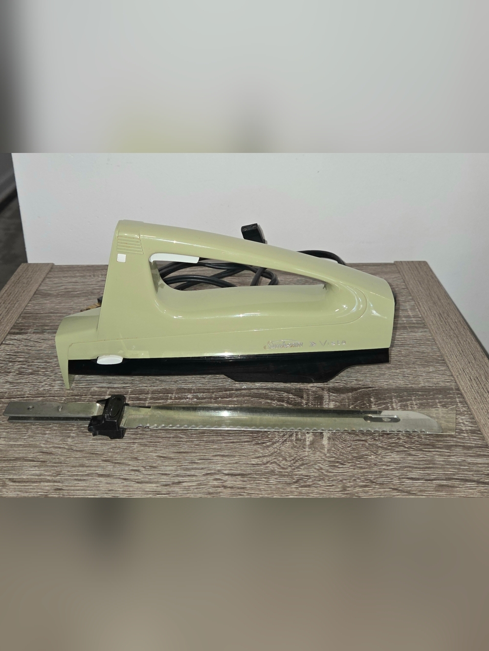 Vintage Sunbeam Electric Knife Vista Avocado Green USA Mid-Century SEE DESCRIPTI